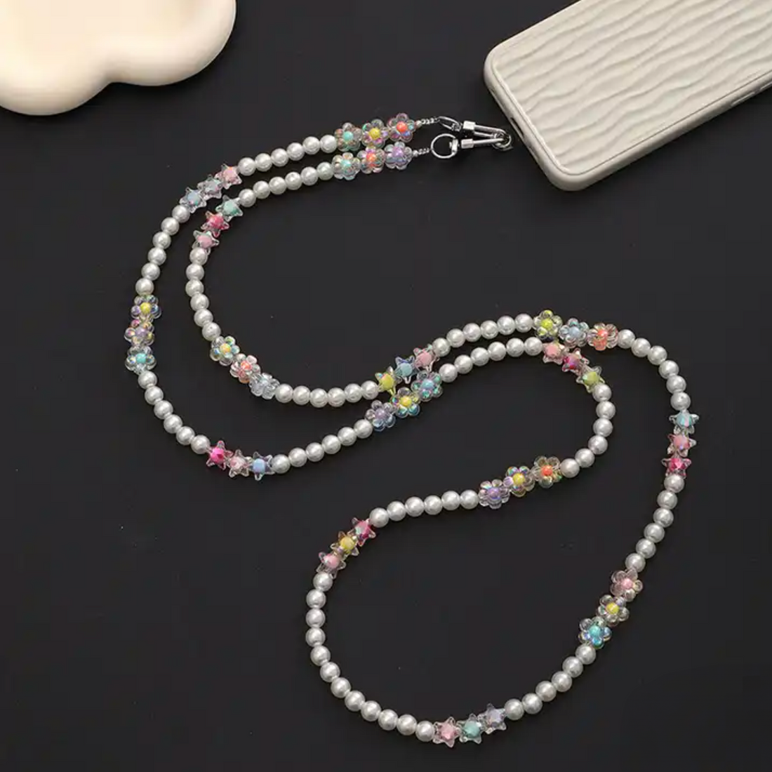 Pearly Daisy Starry Phone Strap